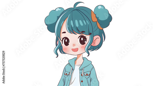 An image of a modern young cartoon girl with stylish blue hair and headphones indicating a love for music or solitude