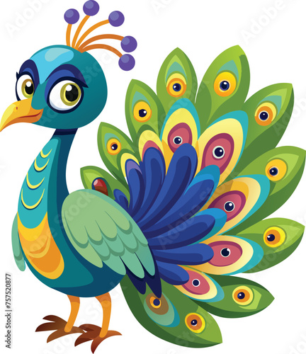Cartoon Peacock Vector: Vibrant and Captivating Character Art