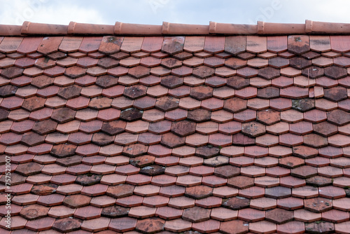 A close-up of a textured red tiled roof showcases traditional craftsmanship and architectural detail symbolizing durability and long-lasting quality in construction.