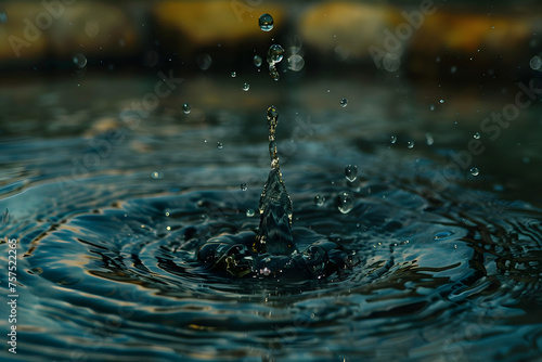 a water droplet splashing into a pool