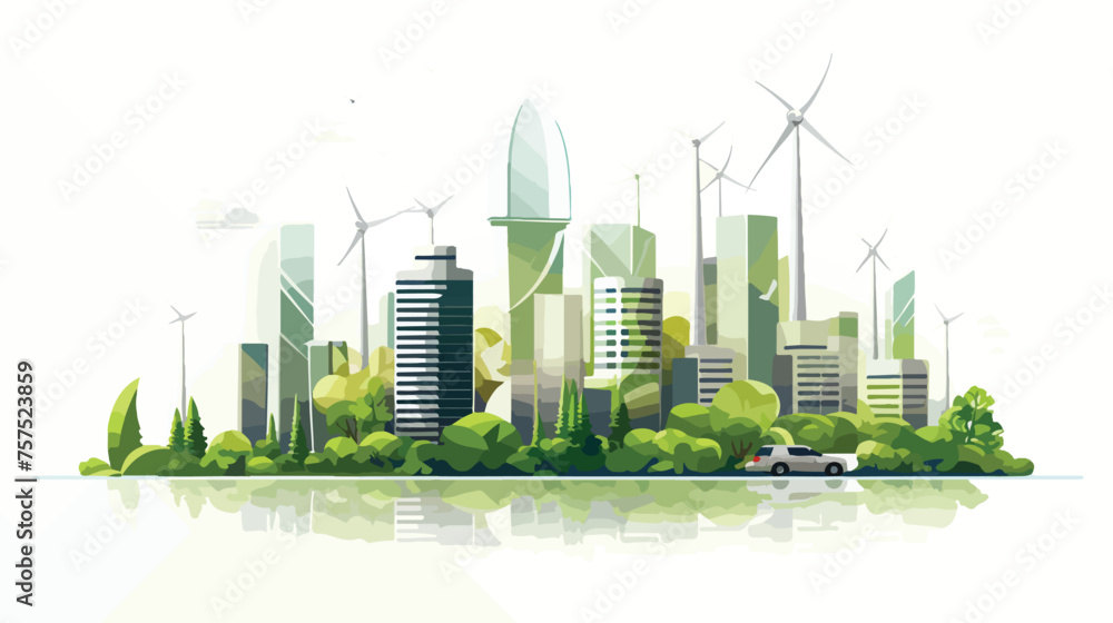Flat vector illustration Sustainable cityscape with