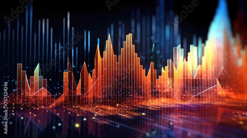 Abstract Technology Background with Technical Financial Charts