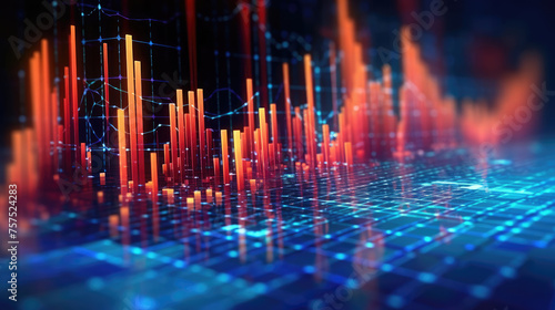 Abstract Technology Background with Technical Financial Charts