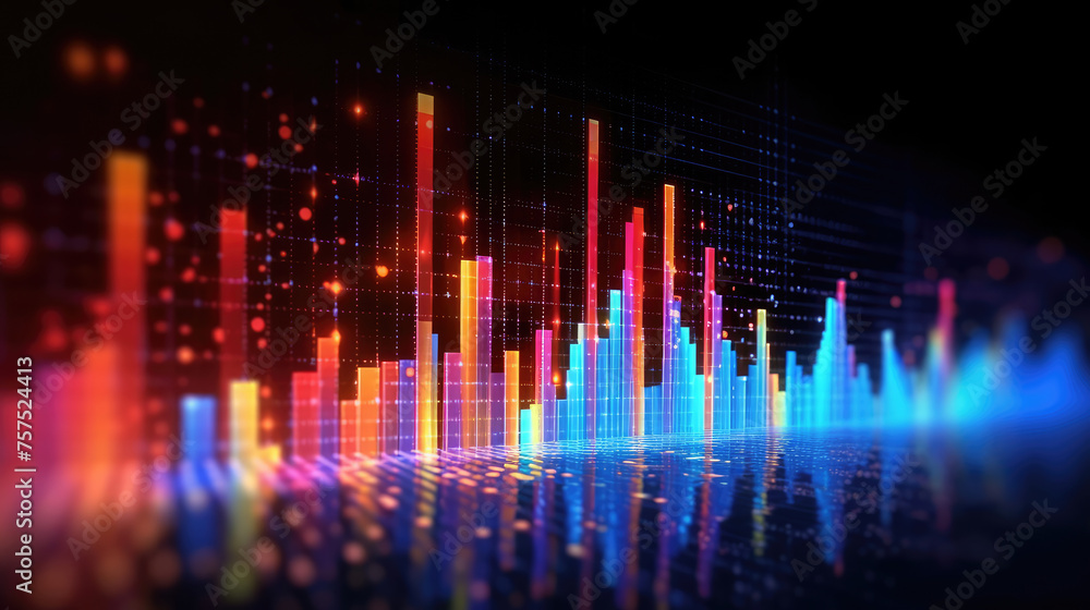 Abstract Technology Background with Technical Financial Charts - obrazy, fototapety, plakaty 