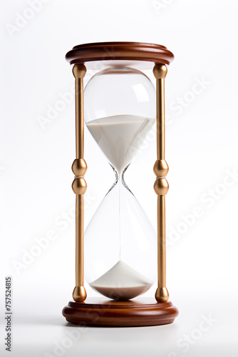 round clock in hourglass, white background сreated with Generative Ai