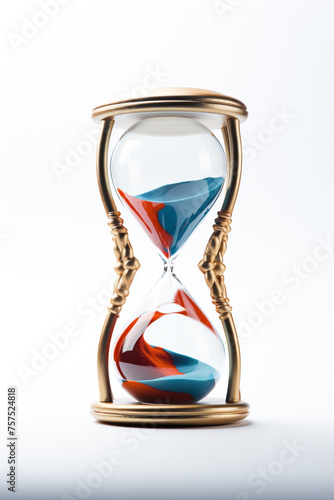round clock in hourglass, white background сreated with Generative Ai