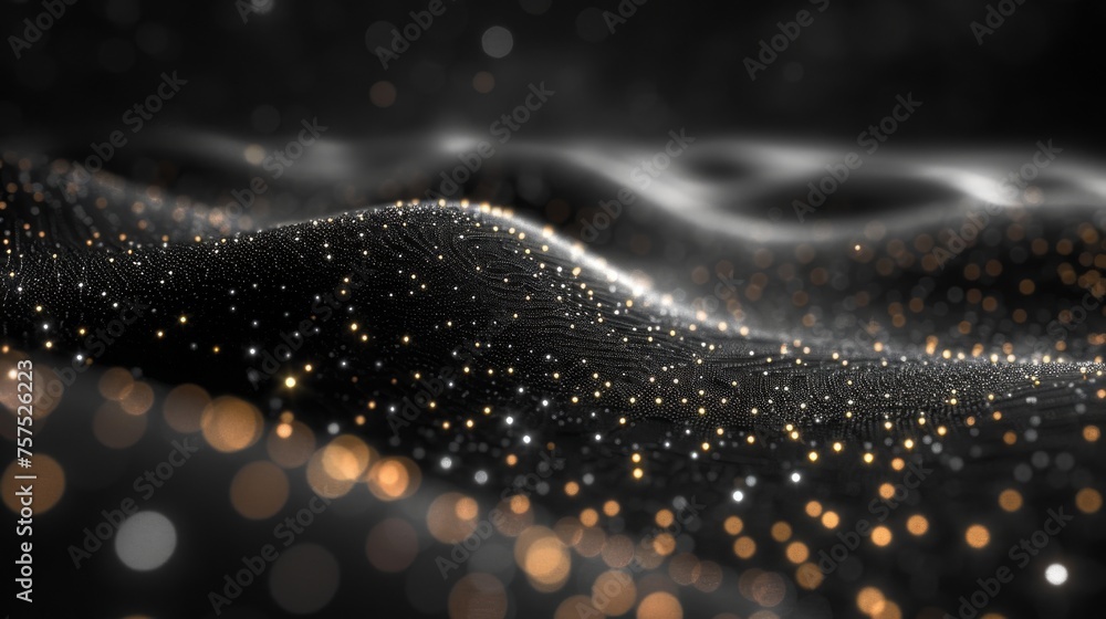 a blurry image of a black and white background with lots of gold dots on the edge of the image. a blurry image of a black and white background with lots of gold dots on the edge of the image.