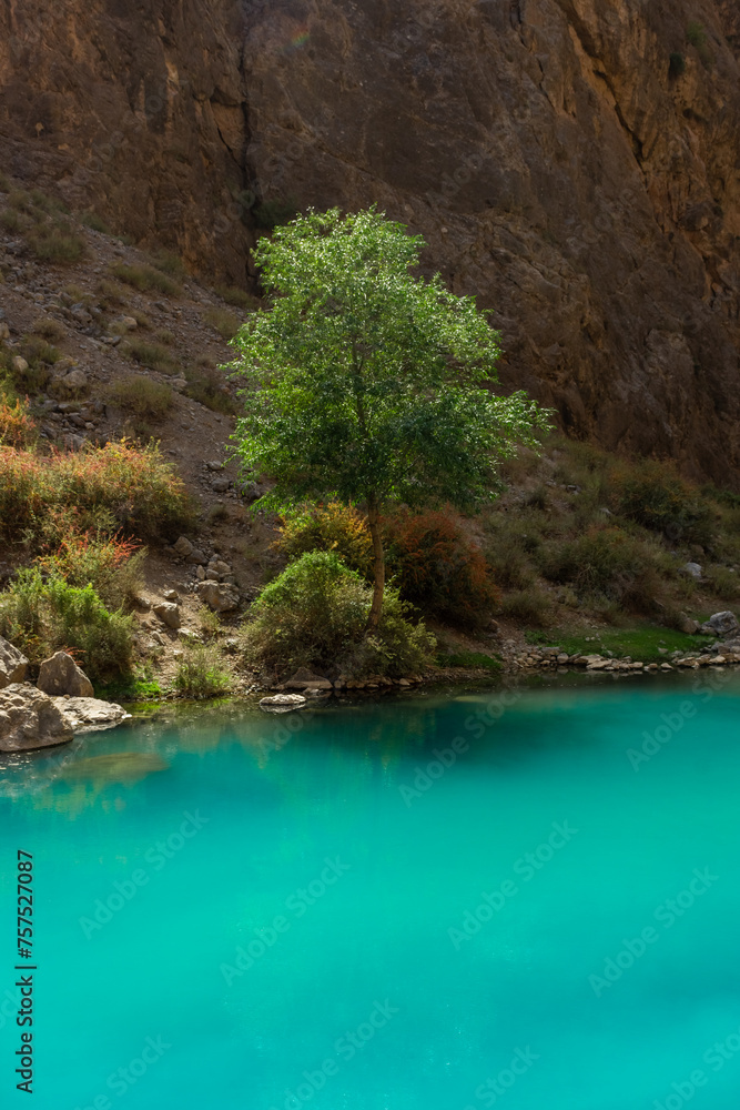 Turquoise water of the Seven Lakes in the Fann Mountains,  Tajikistan