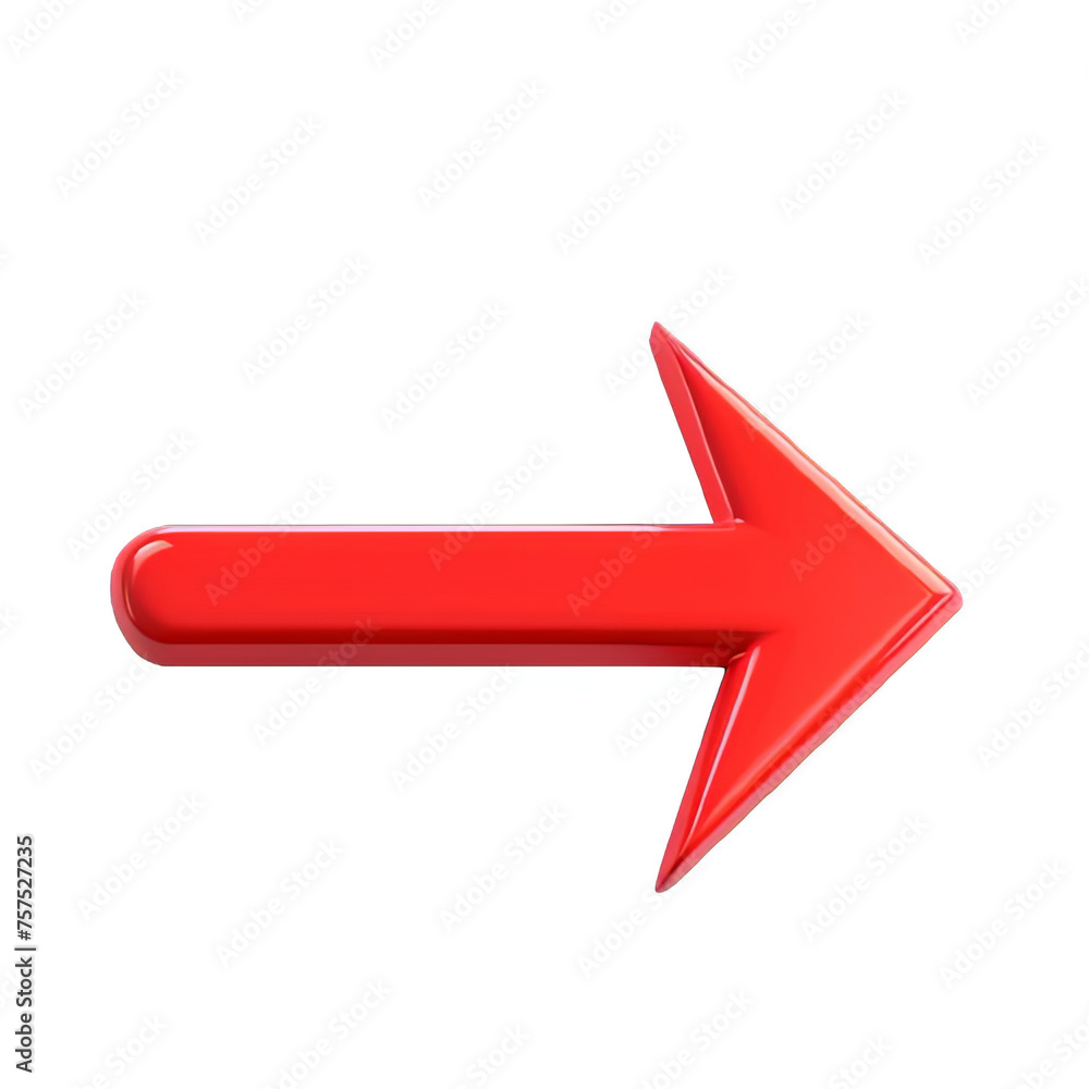 Red arrow pointing to the right on white background. 3D rendering, PNG. Red arrow pointing to the right on white background. 3D rendering, PNG.