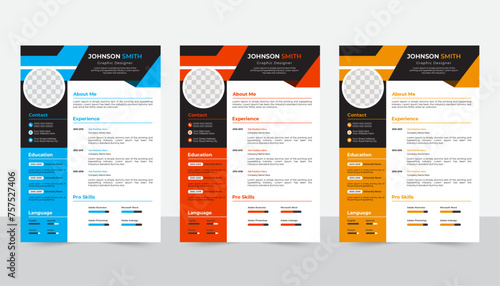 Professional Resume, CV Template Design, Clean modern design template of resume or CV, vector illustration,
