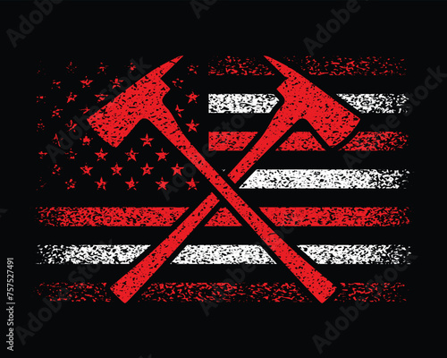 National First Responders Flag.I Support First Responders Flag.Distressed American Flag Firefighter Thin Red Line Design For T Shirt Poster Banner Backround Print Vector..