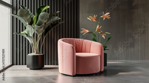 pink chair in the interior.