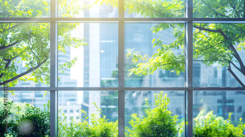 Modern office view  environmentally friendly office  office background 