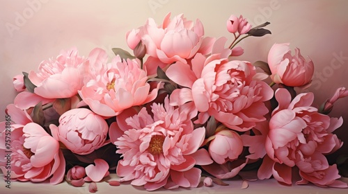 Pastel Prettiness Bunch of Pink Peonies on Soft Pink photo