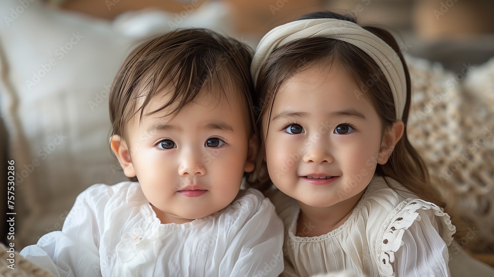 Joyful Asian sister and brother share candid moment, expressing love on Siblings Day Joyful Asian sister and brother share candid moment, expressing love on Siblings Day