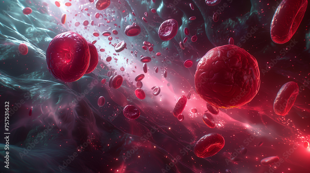 Fototapeta premium Red blood cells - Scientific medical background