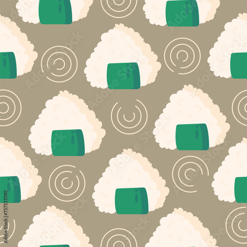 Vector seamless sushi pattern.rolls with fish,rice,cucumber.Sushi pattern, Asian food.Sea food illustration.