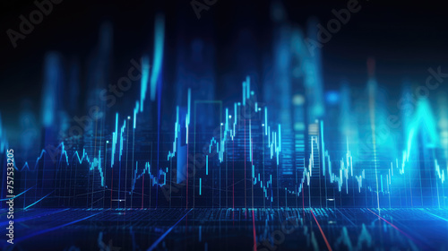 Forex Trading Chart in Blue Hue