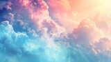 Dreamy abstract background with soft clouds and pastel sky colors.