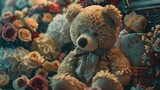 Beautiful flowers alongside a cuddly bear toy