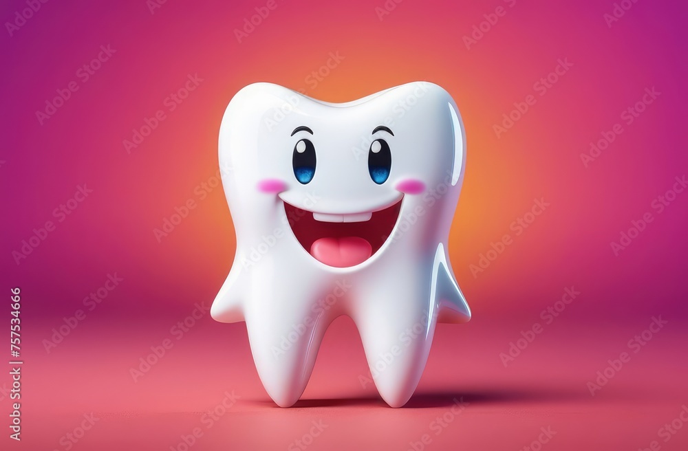 funny cartoon character of white tooth on colorful background. pediatric dentistry, stomatology. funny cartoon character of white tooth on colorful background. pediatric dentistry, stomatology.