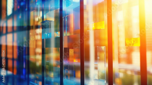 Blurred Glass Wall of Modern Business Office Building