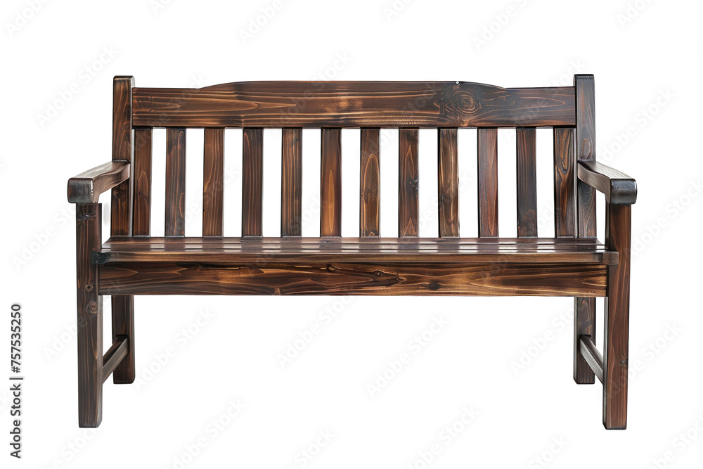 Dark brown wooden bench. png file of isolated cutout object without shadow on transparent background. Dark brown wooden bench. png file of isolated cutout object without shadow on transparent background.