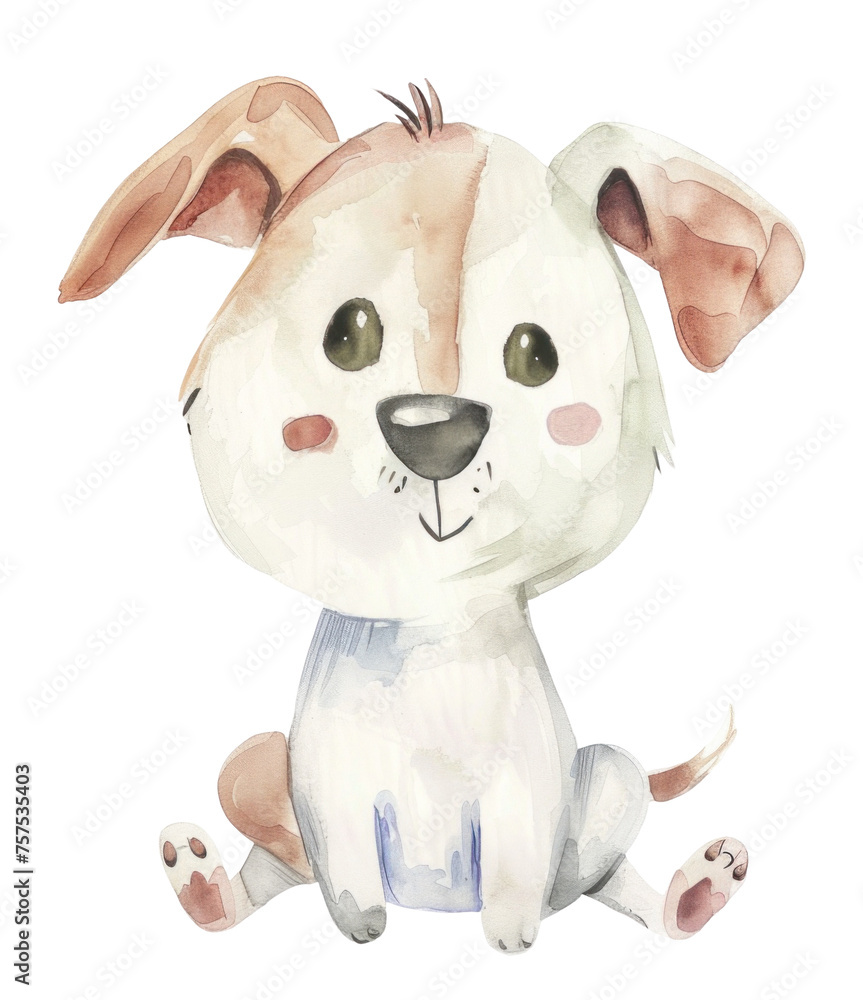 Watercolor illustration of a cute cartoon dog with floppy ears. png file of isolated cutout object without shadow on transparent background. Watercolor illustration of a cute cartoon dog with floppy ears. png file of isolated cutout object without shadow on transparent background.