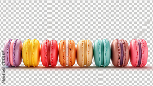 Colourful row of macaroons with bright colours