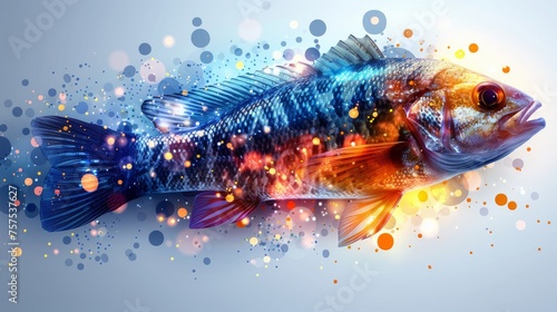 a close up of a fish with a lot of bubbles in it's body and a blurry background. © Nadia