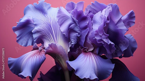 Royal Elegance Close-up of Purple Iris on Rich Purple Background © Muhammad