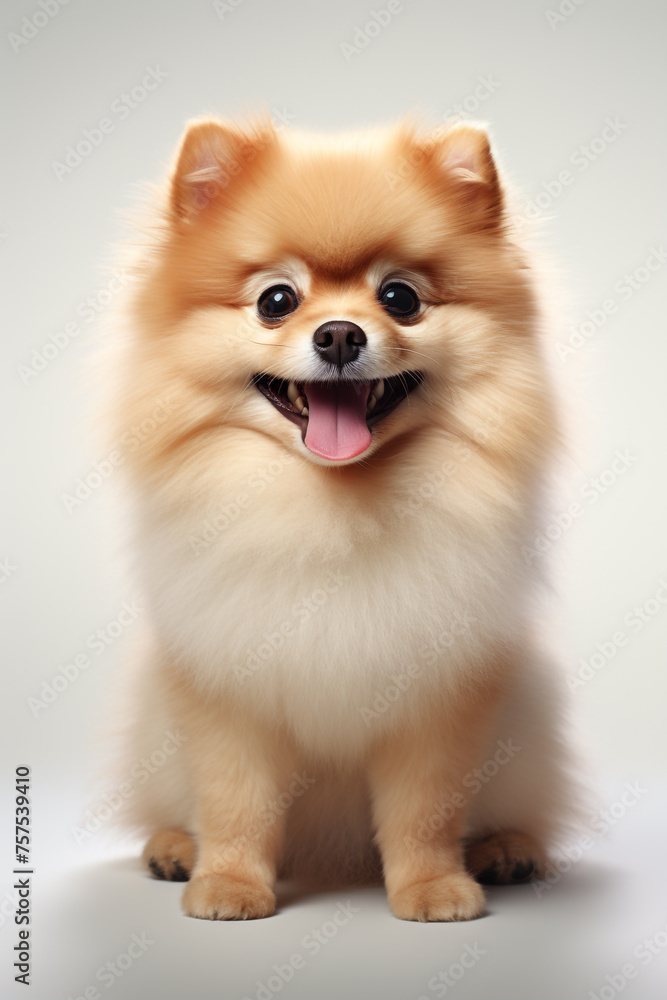 hyper realistic, cute pomeranian dog, with white background сreated with Generative Ai