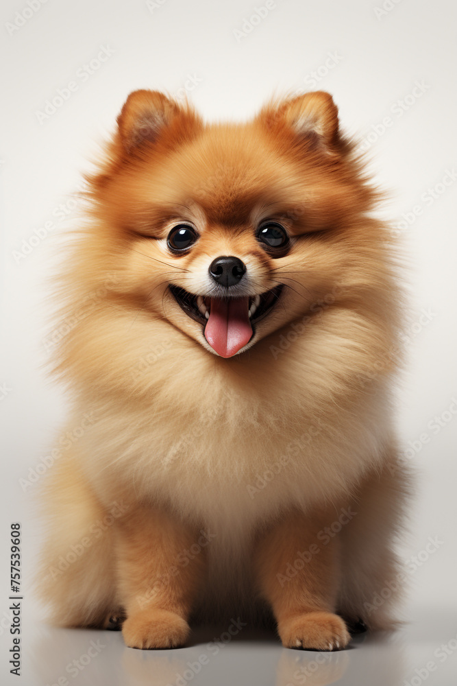 hyper realistic, cute pomeranian dog, with white background сreated with Generative Ai hyper realistic, cute pomeranian dog, with white background сreated with Generative Ai