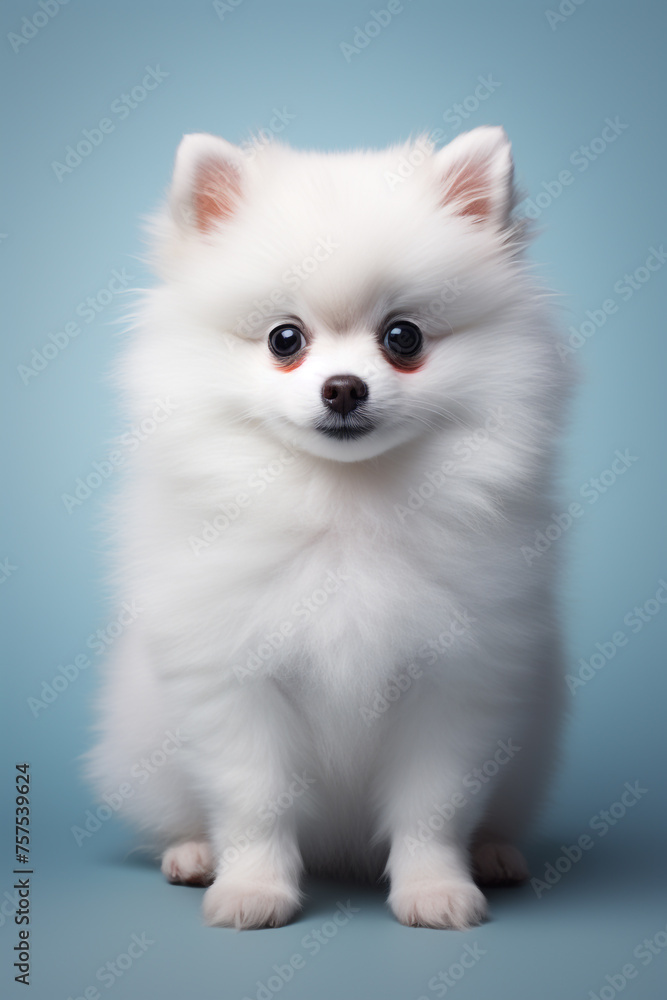 hyper realistic, cute pomeranian dog, with white background сreated with Generative Ai