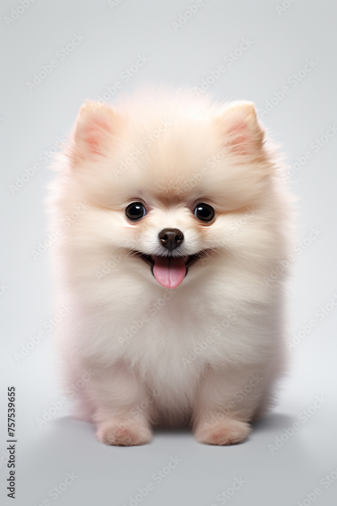 hyper realistic, cute pomeranian dog, with white background сreated with Generative Ai