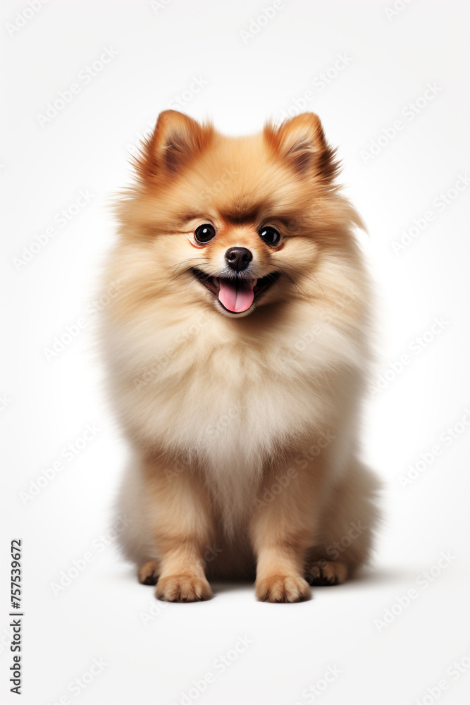 hyper realistic, cute pomeranian dog, with white background сreated with Generative Ai hyper realistic, cute pomeranian dog, with white background сreated with Generative Ai