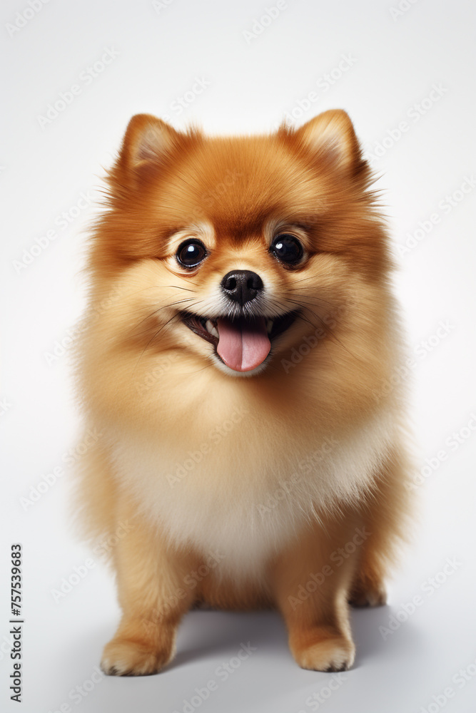 hyper realistic, cute pomeranian dog, with white background сreated with Generative Ai