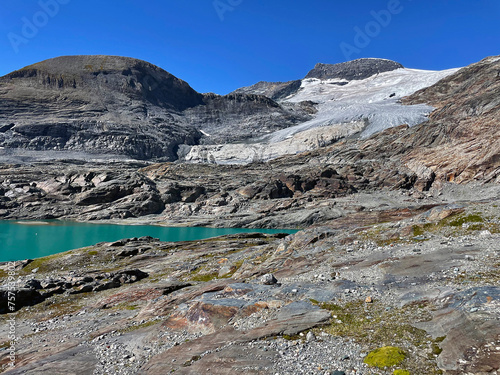 Panoramic Ice and Peaks: Glacier Lake Majesty, Vanoise National Park, Hautes Alps, France