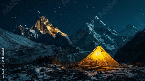 Nocturnal Oasis, Mountains and Stars
