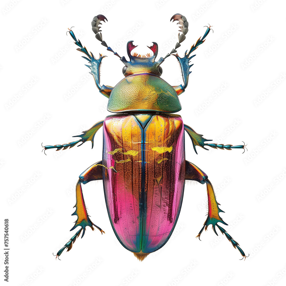 Overhead Perspective of a Striking Beetle Against a Clean White Background Generative AI Overhead Perspective of a Striking Beetle Against a Clean White Background Generative AI