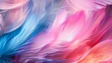 Abstract soft feathers in pastel colors. Flowing feather pattern with multicolored hues. Artistic feather arrangement in vibrant colors.