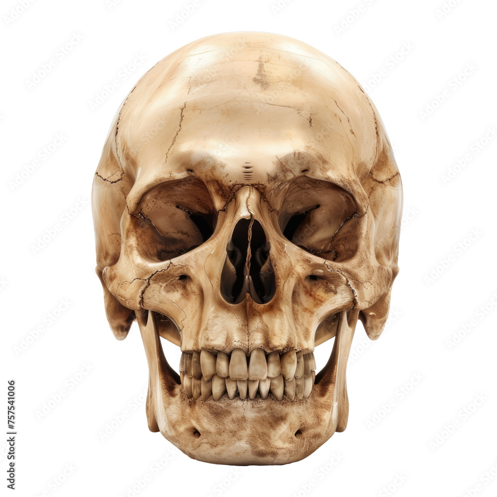 Fototapeta premium Human skull isolated on transparent background