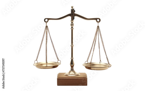 Gold scales of justice isolated on transparent background  photo