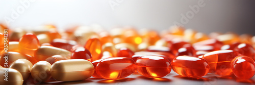 orange and rot pills on a light background сreated with Generative Ai