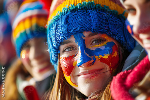 Group of Young Girls With Painted Faces