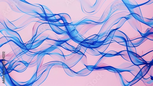 Abstract blue and pink flowing wave background.