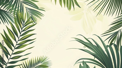 The image is a beautiful illustration of a tropical paradise.