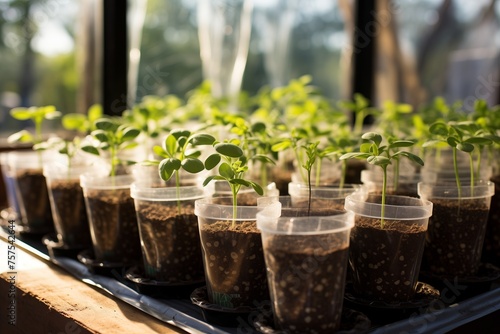 Trays of young plant seedlings basking in the sunlight, promising a new start.