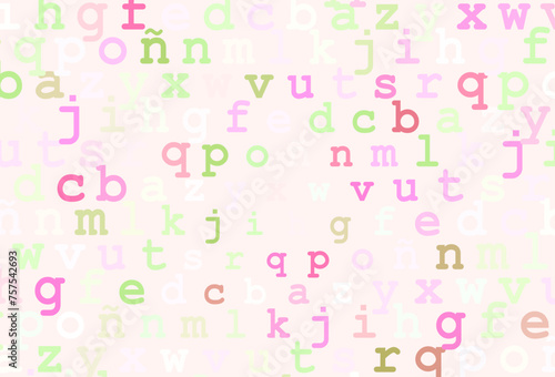 Light pink  green vector background with signs of alphabet.