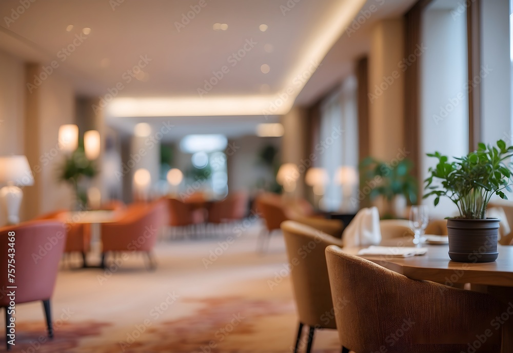 Blurred image of hotel interior, generative AI Blurred image of hotel interior, generative AI